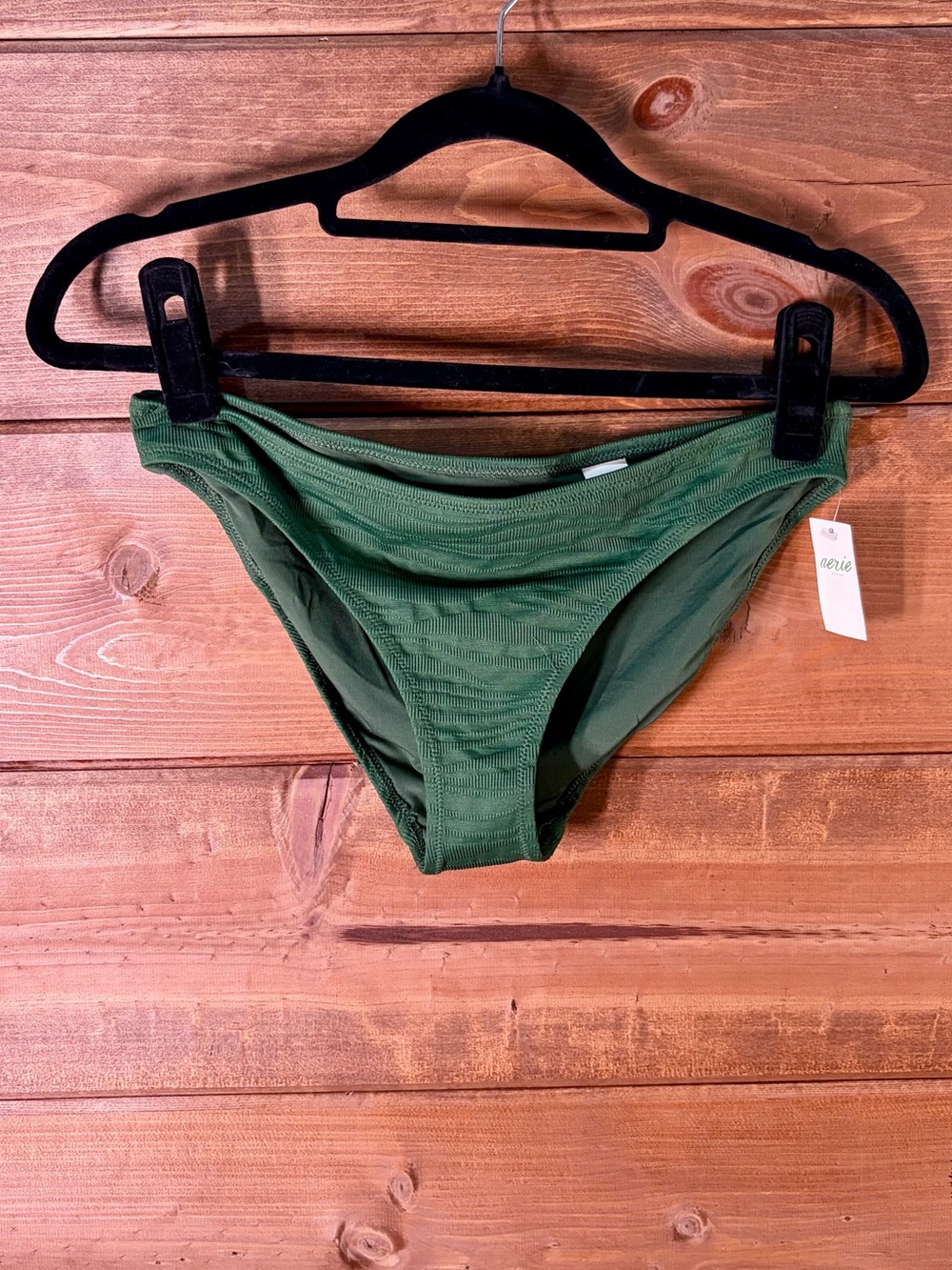 Aerie Women's High-Cut Bikini Bottoms - Forest Green Size Medium 💕💚🌴